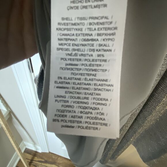 NWT Ralph Lauren Sz 14 Long Sleeve Cocktail Dress Metallic Silver Gray Faux Wrap - Picture 10 of 10